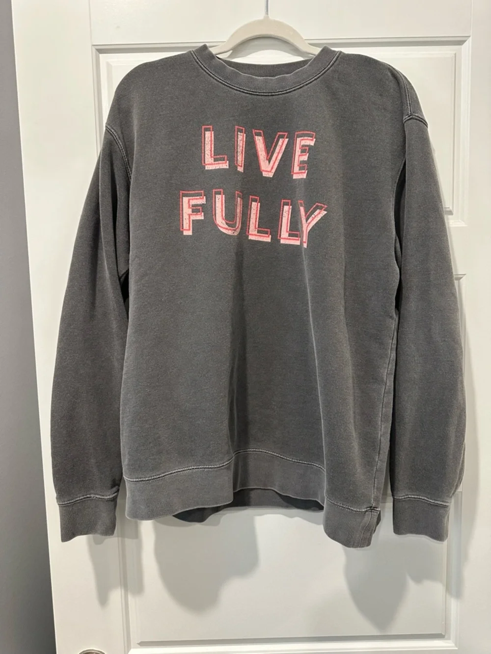 Live Fully Crewneck Sweatshirt - Charcoal - Picture 1 of 2